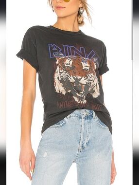 Anine Bing Charcoal Tiger Tee Size L